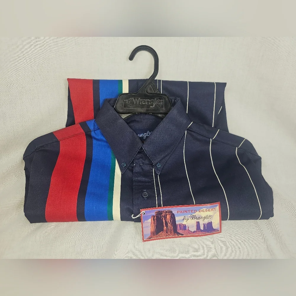 RARE VINTAGE Wrangler SIZE medium  BRUSHPOPPER RIDGERIDER BUTTON UP - Picture 4 of 11